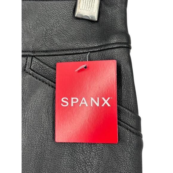 Spanx Leather Like Flare Pants NEW Luxe Black Size Small Womens Bikercore Moto - Picture 6 of 13